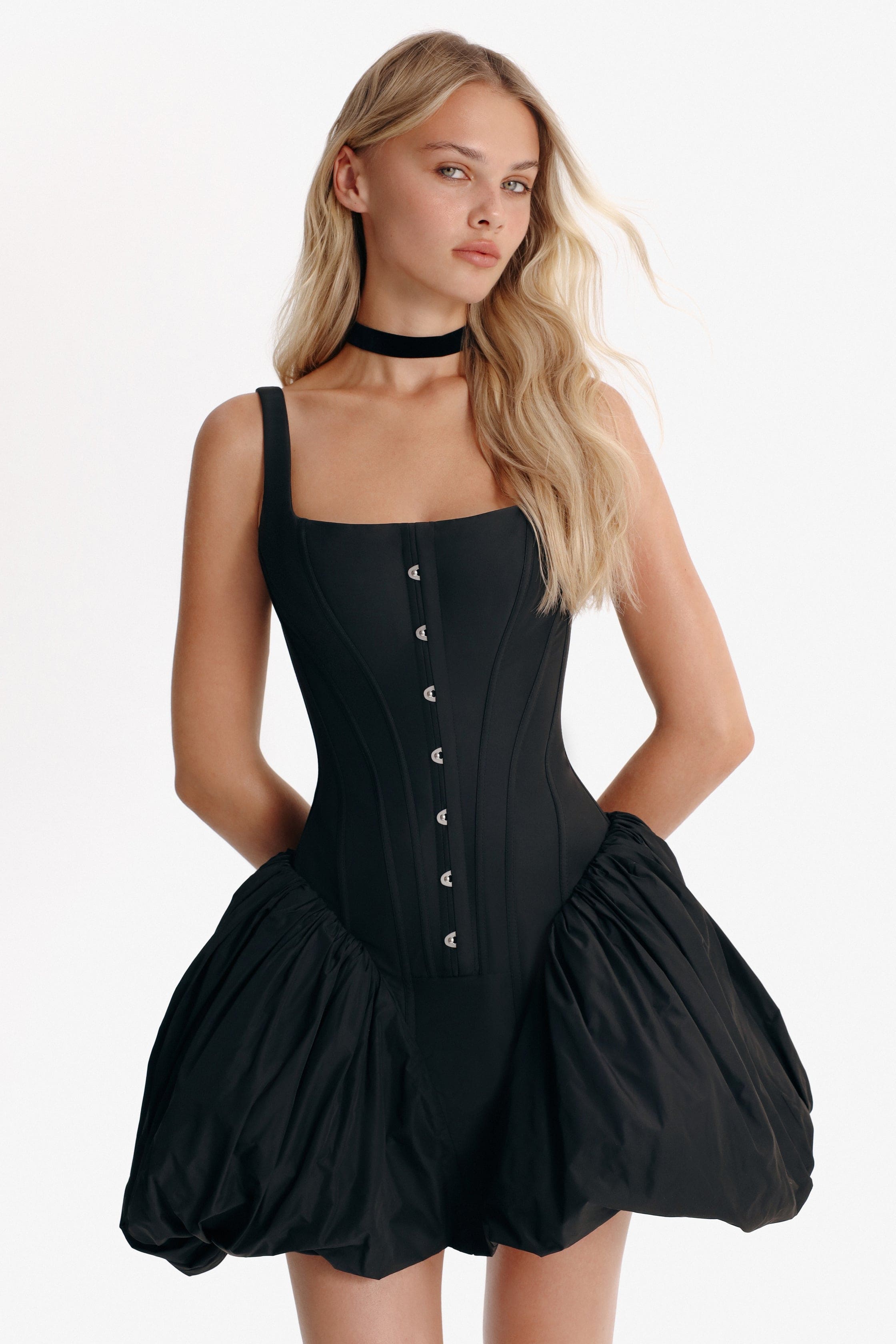 Black corset mini dress