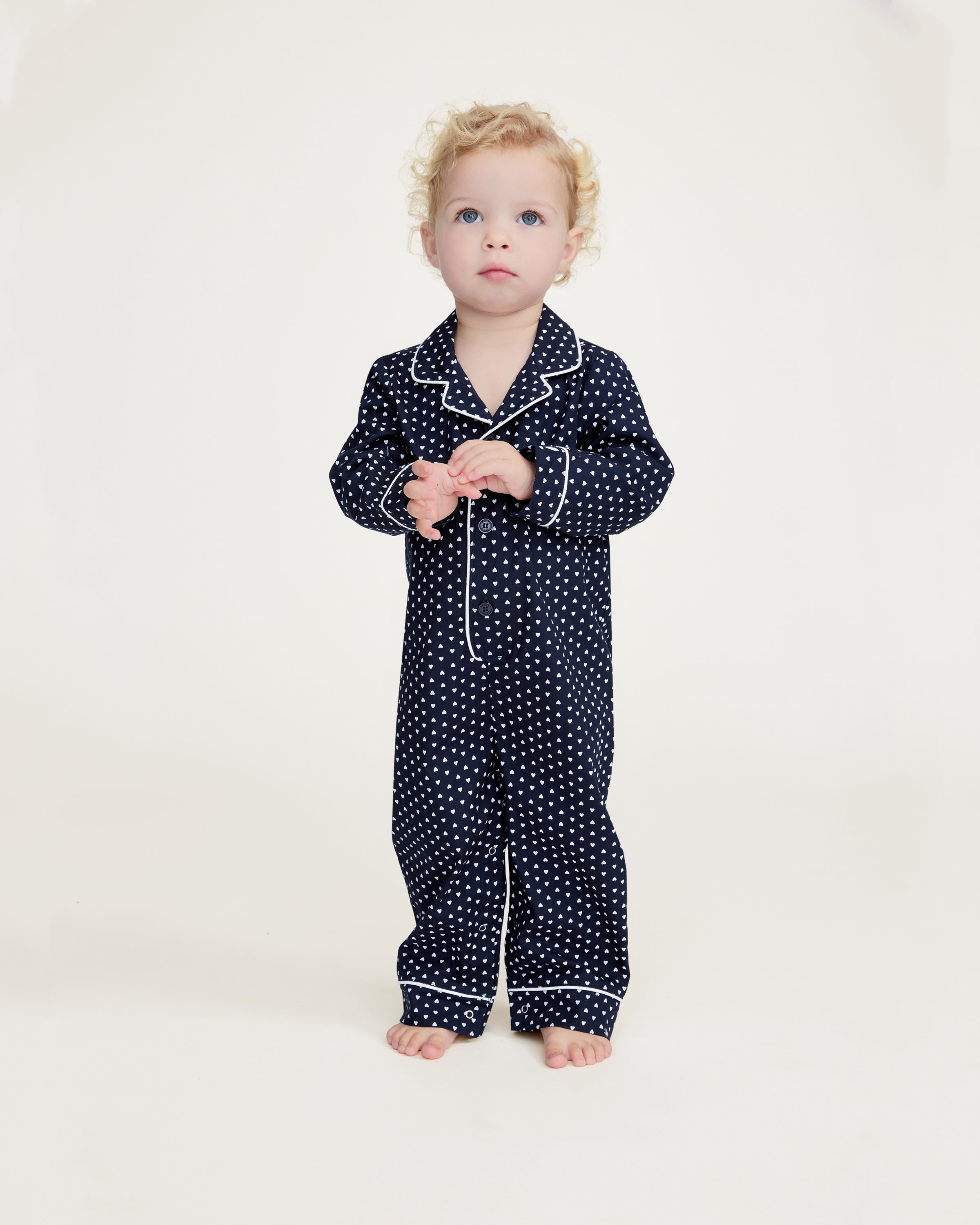 Baby's Twill Classic Romper in Midnight Hearts