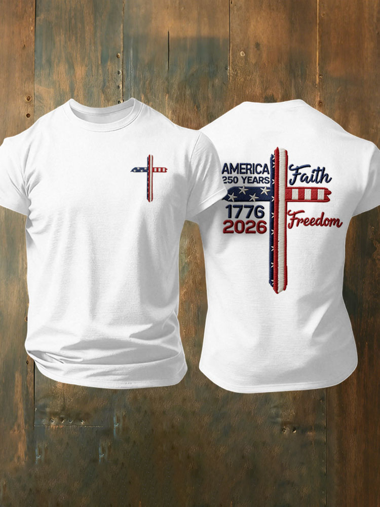 Men's American Flag Commemorative 250th Anniversary Classic Pattern Short Sleeve T-shirt
