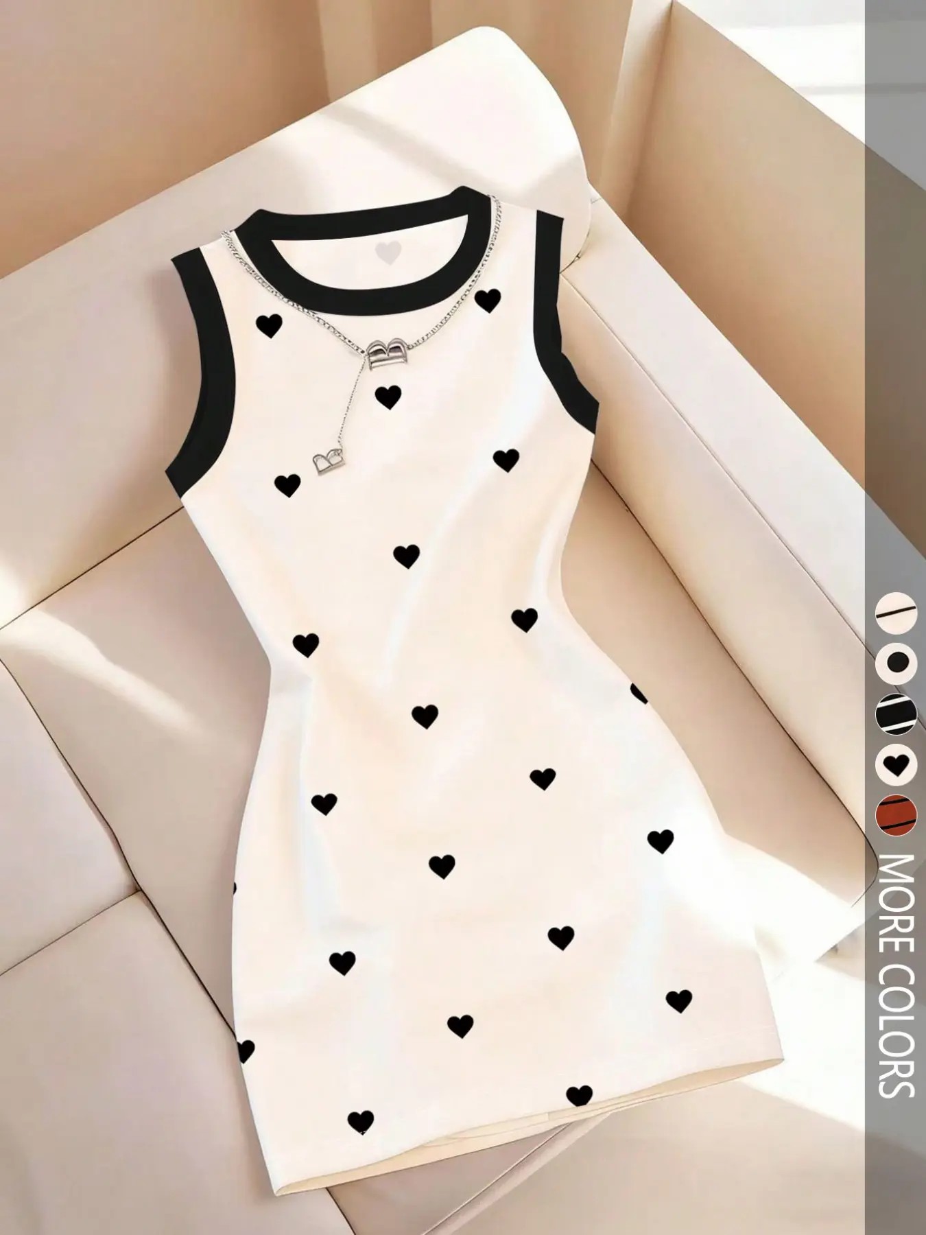 Sleeveless Striped Bodycon Dress – Round Neck, Fitted, Spring/Summer Style