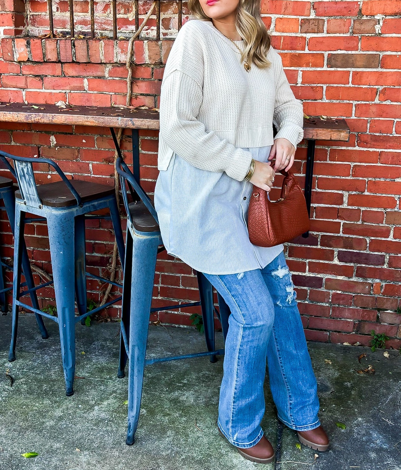 Split Seconds Knit and Button Down Top