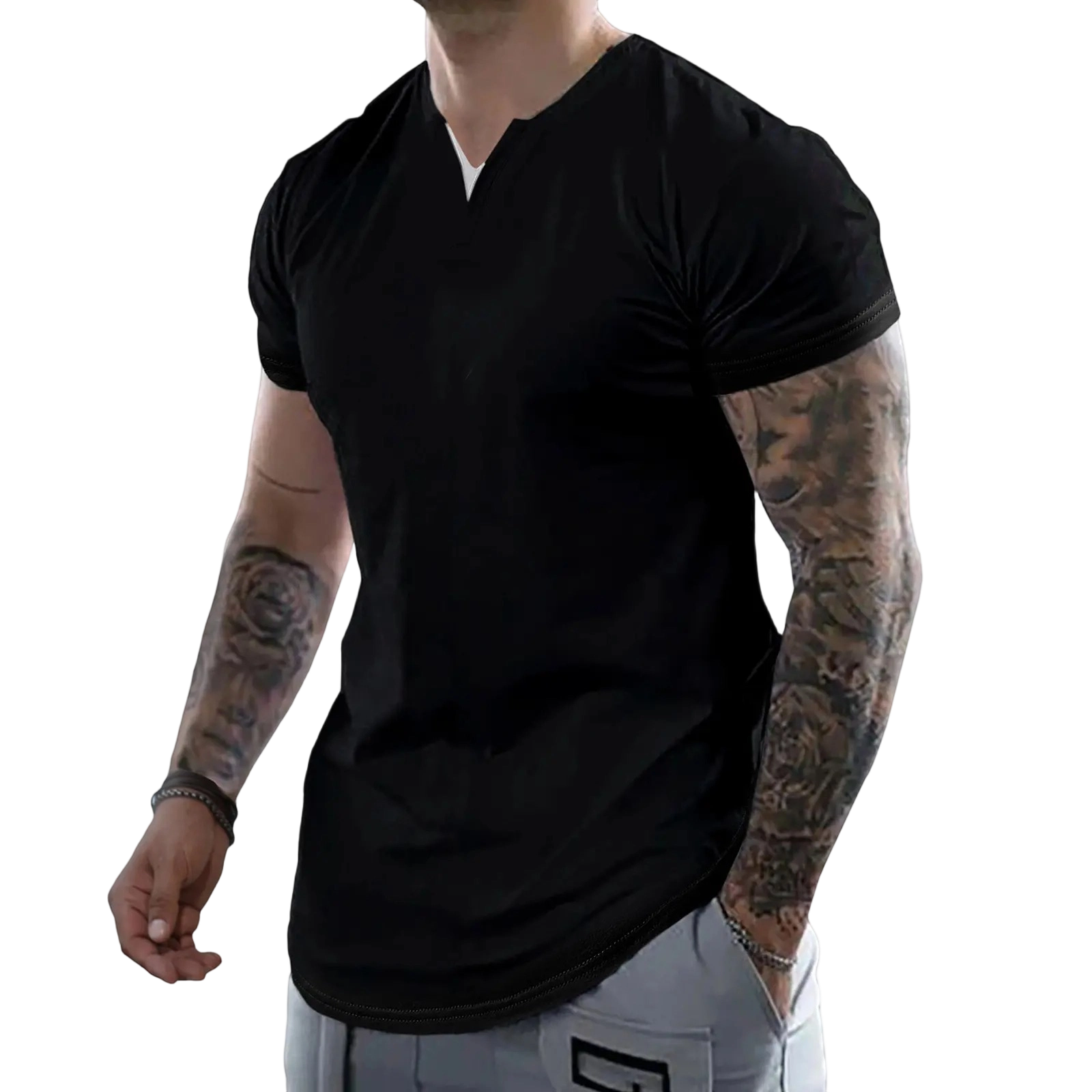 Men's Muscle Slim Fitted V-Neck T-Shirt Short Sleeve Soft Athletic Tee for Gym & Daily Wear