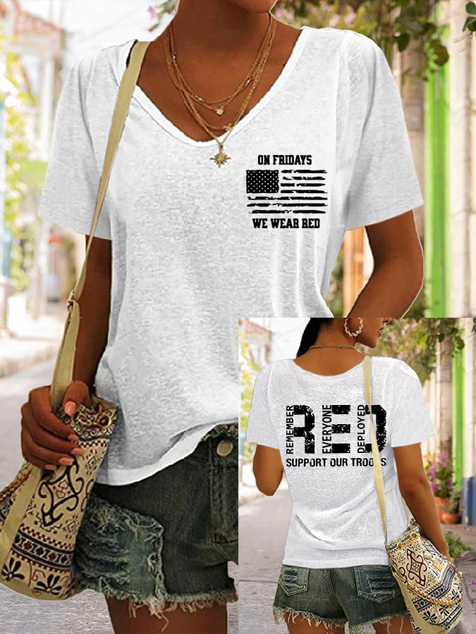 Women's Red Friday Print T-shirt