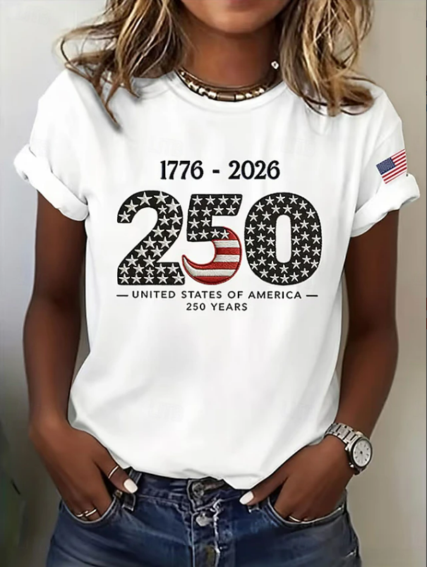 Women's Short Sleeve T-shirt Summer Red Text Letters Printing Jersey Crew Neck Daily Going Out Casual Top