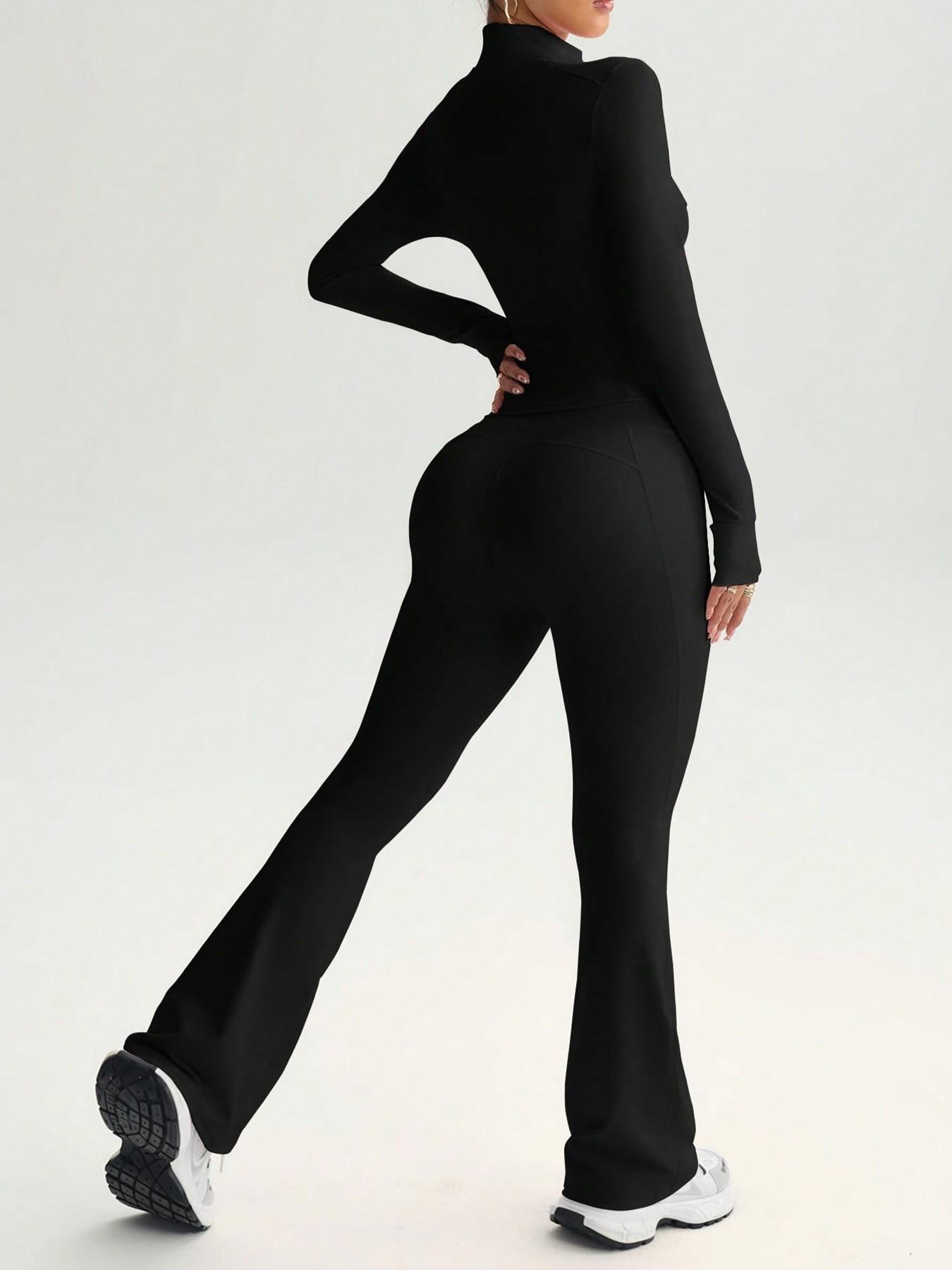 Women's 2-Piece Casual Loungewear Set with Long Sleeve Jacket and Flared Pants, Stylish and Comfortable Travel for All Seasons
