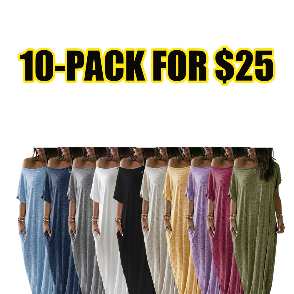 Solid Batwing Lounge Dress – Comfy Short Sleeve Relaxed Homewear & Sleep Dress