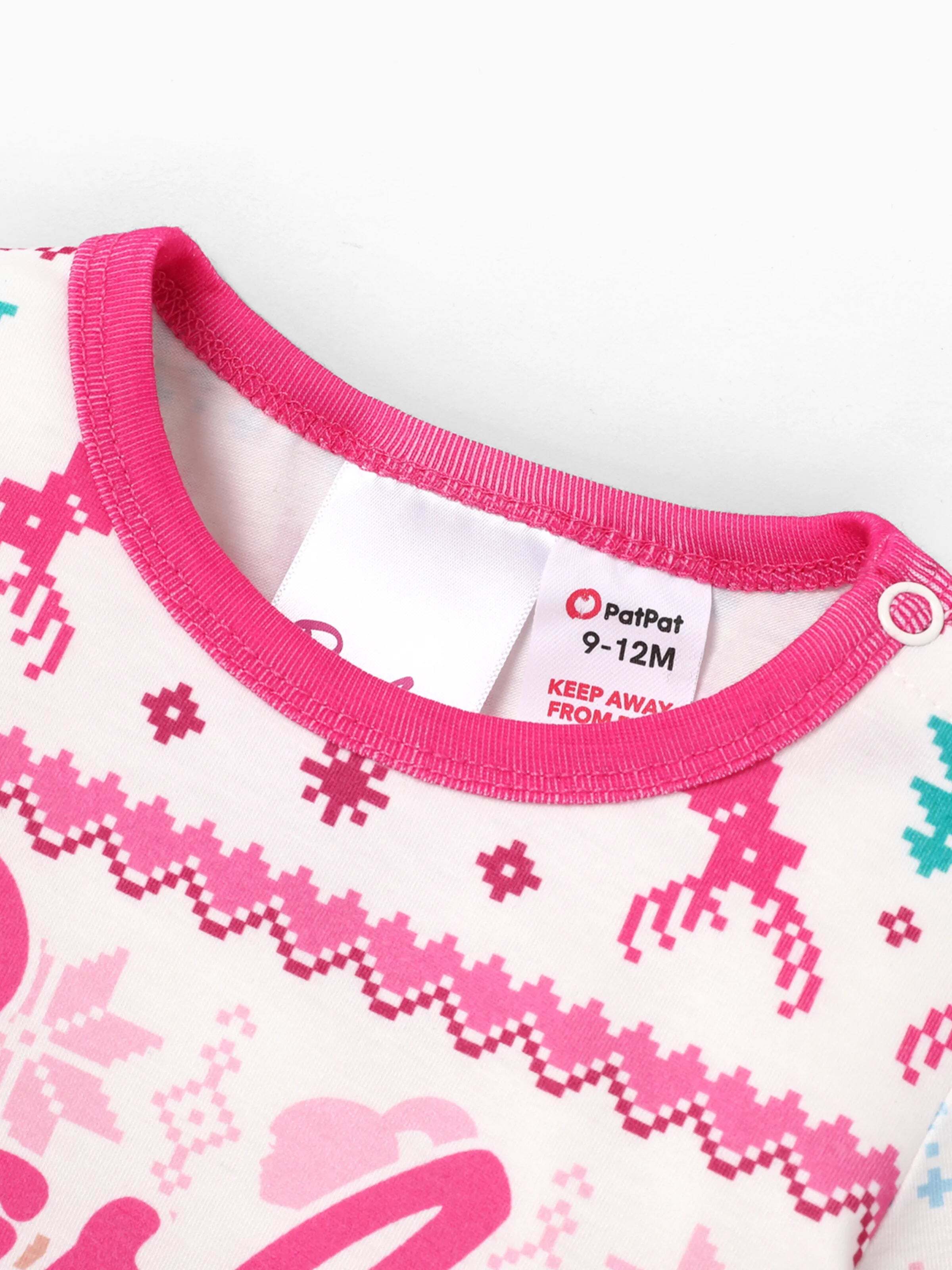 Barbie Mommy and Me Christmas Snowflake Deer Pattern Print Pajamas Sets with Christmas Socks