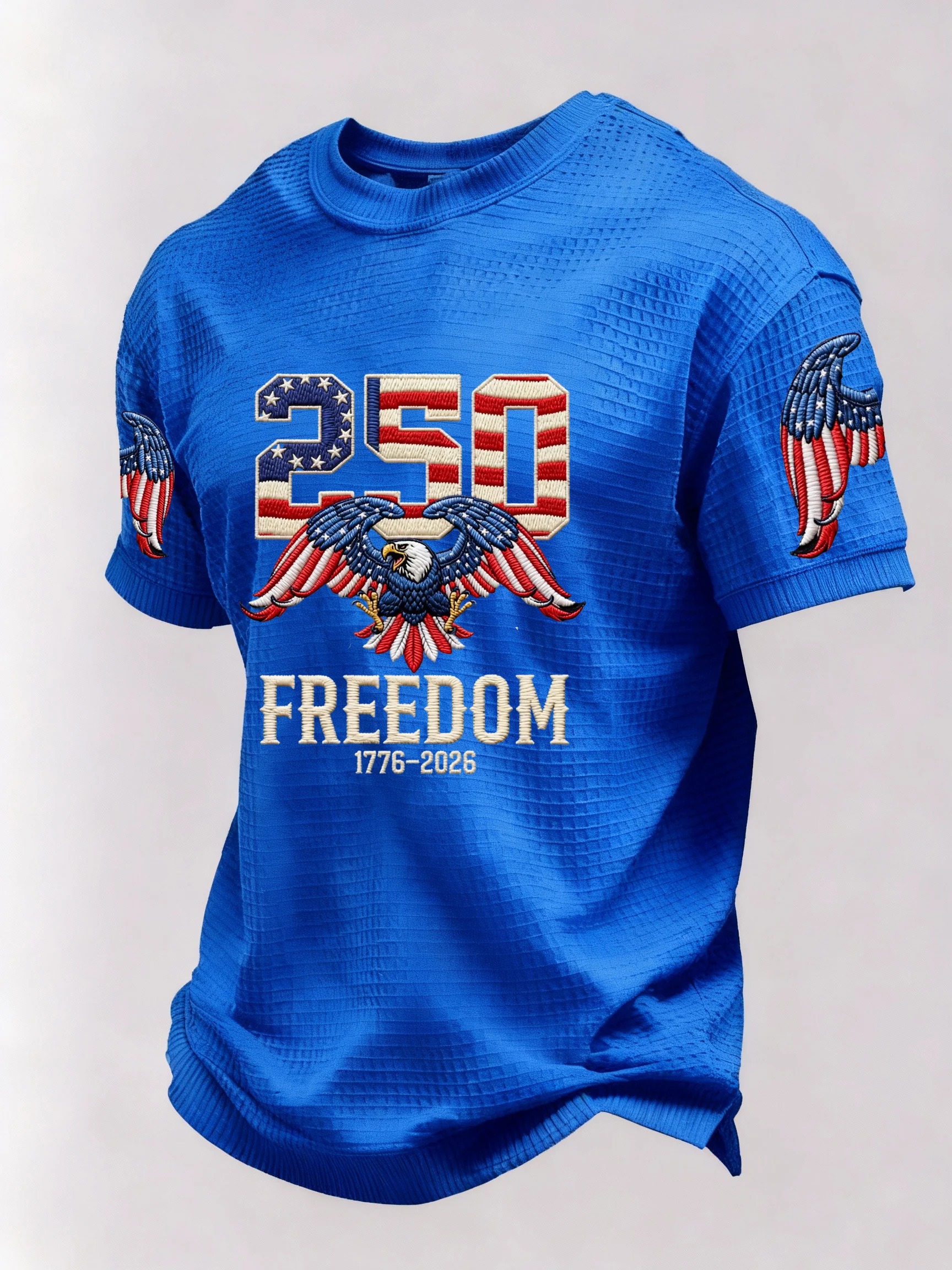 Men’s USA 250th Anniversary Embroidered Print Short Sleeve Waffle T-Shirt