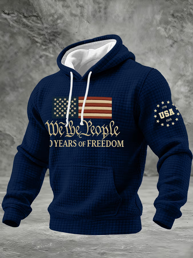 Men'S Casual Printed Checkered Hooded Sweatshirt
