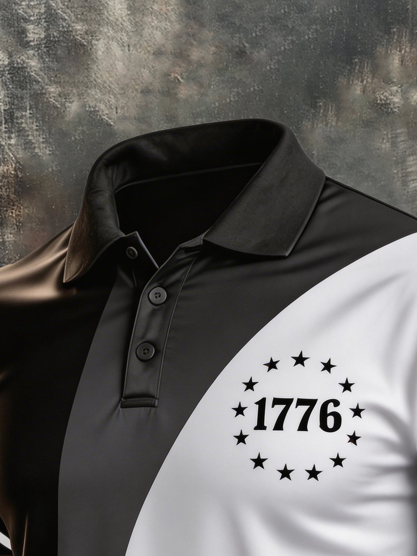 Men's Retro Patriotic Color-Block Short-Sleeve Polo Shirt