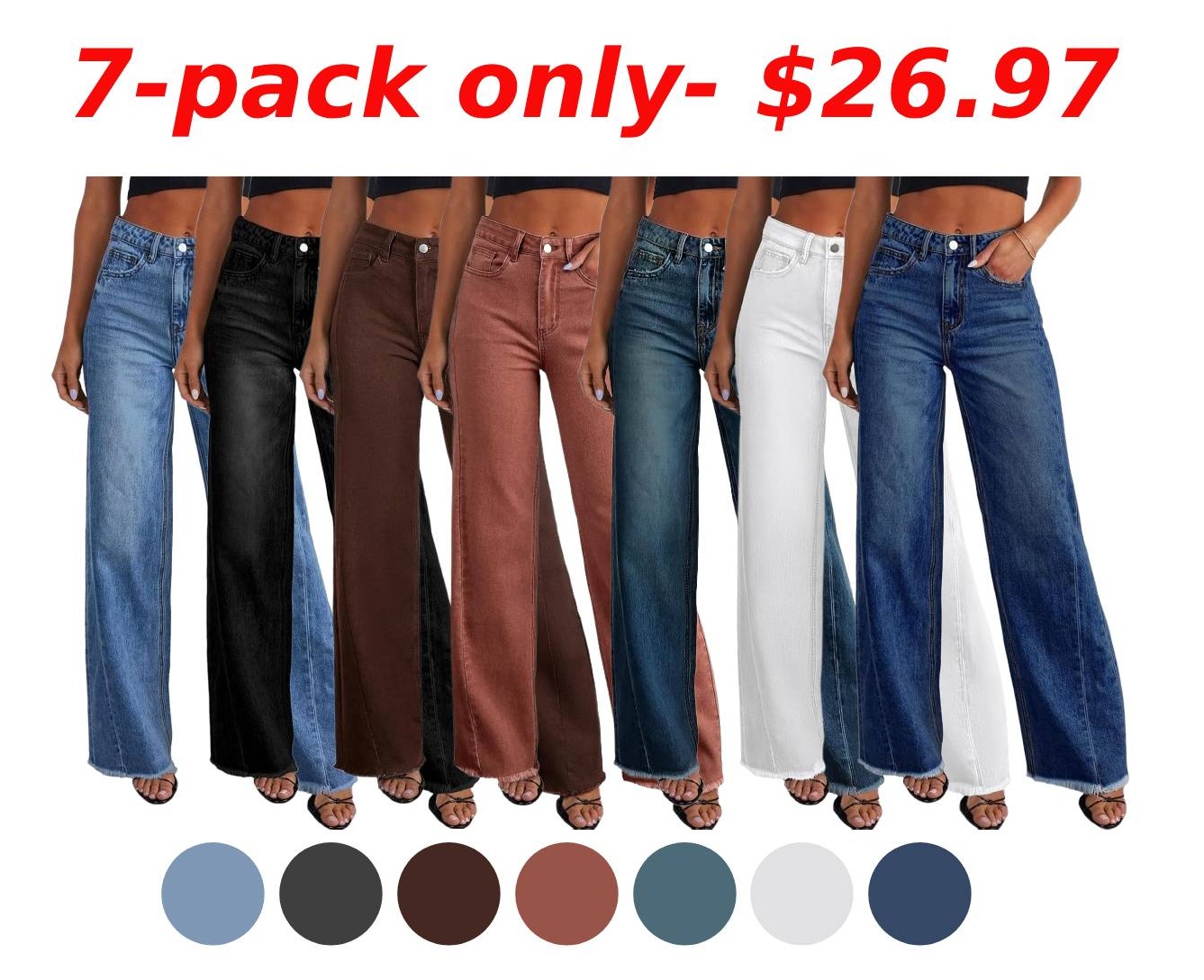 ⚡Women's High-Waisted Stretch Wide-Leg Jeans 🔥