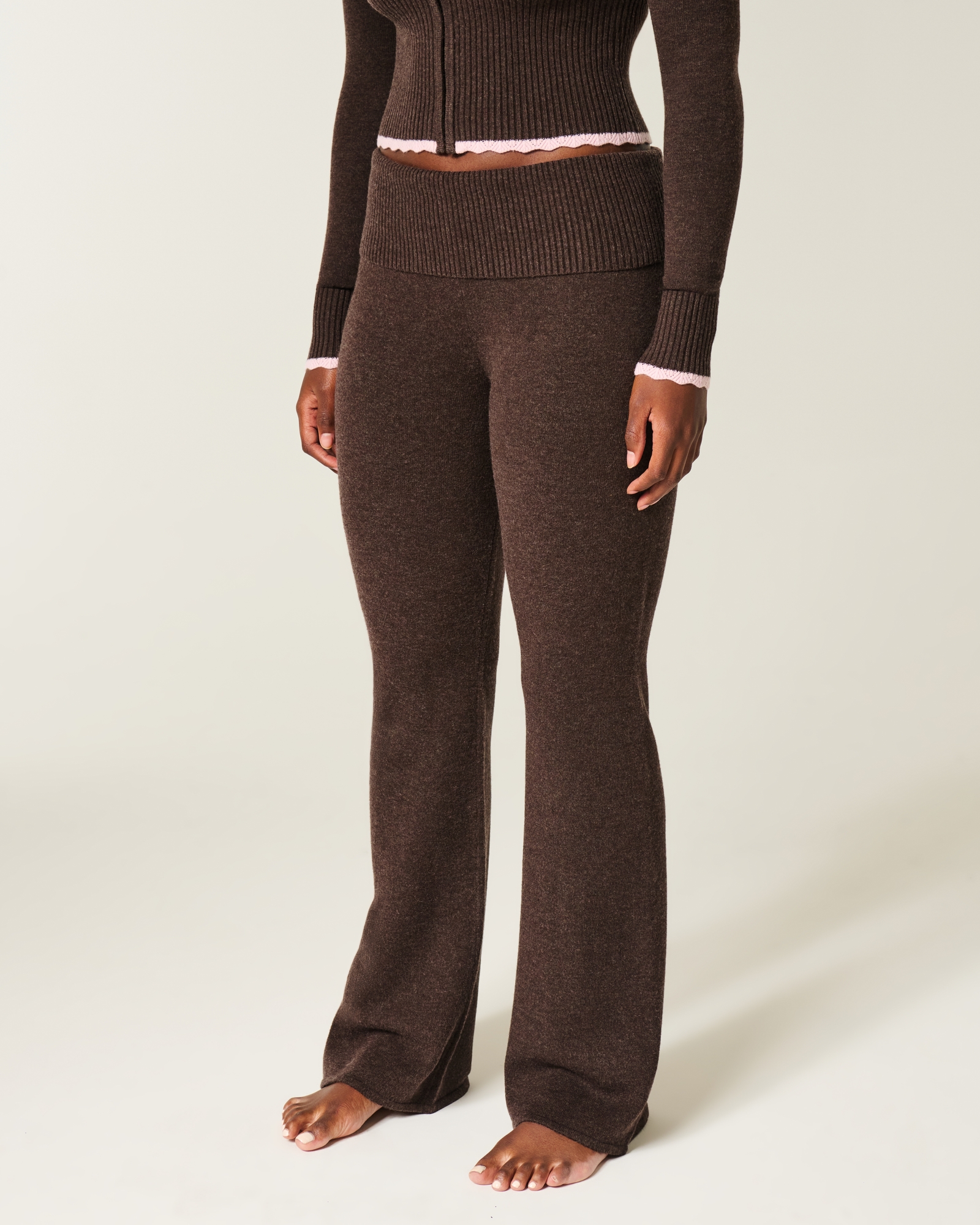 Gilly Hicks Sweater-Knit Foldover Waist Boot Pants