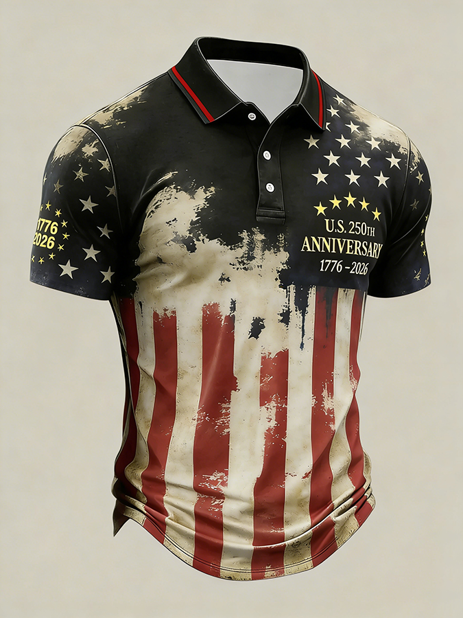 Men'S Business And Leisure Polo Shirt Commemorative Of The Founding Of The United States