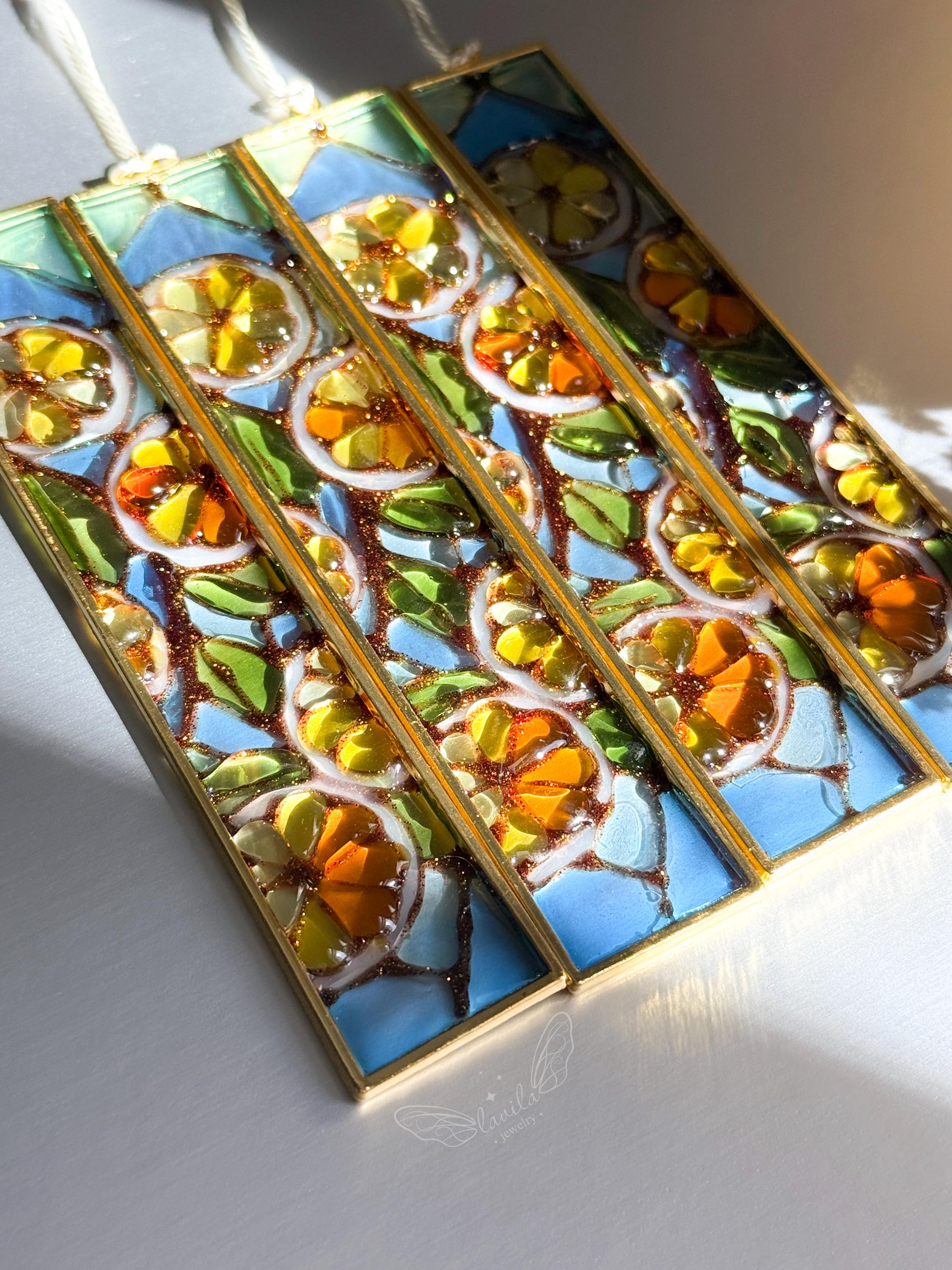 May Promotion-Handmade Stained Glass Lemons&Oranges Bookmark