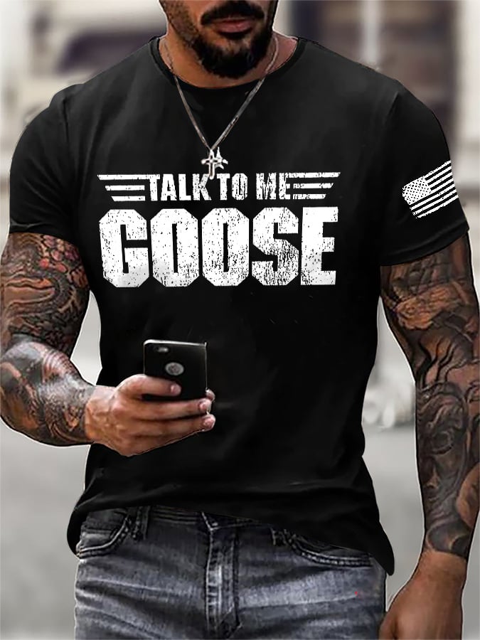 Men's Retro Talk To Me Goose Print T-Shirt