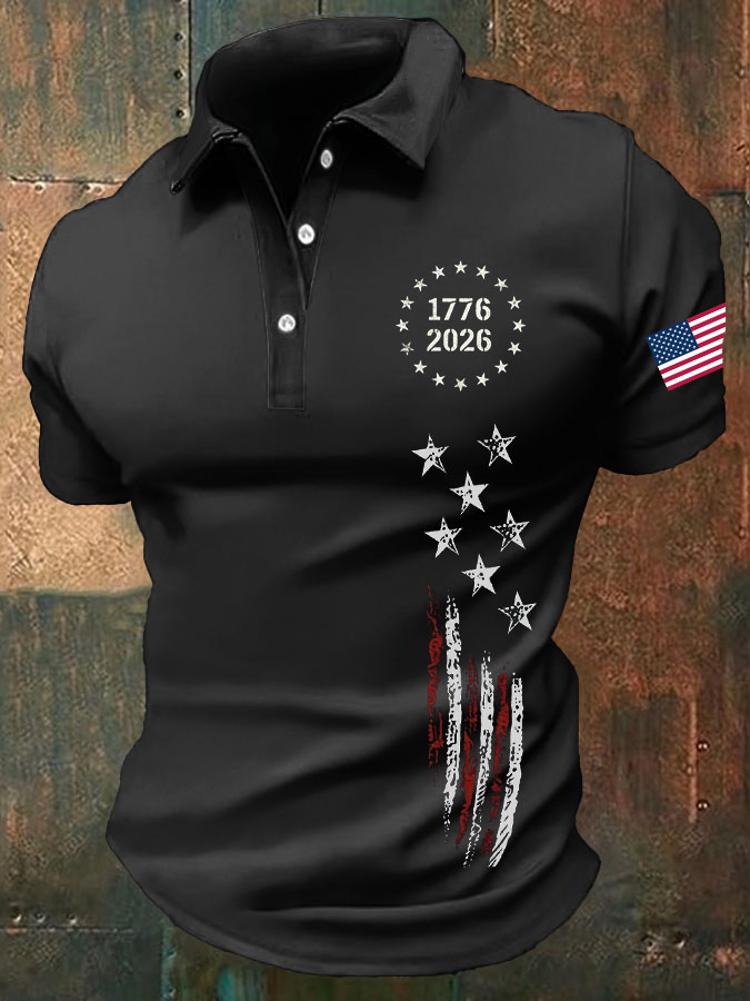 Men's 250th Anniversary Printed Casual Polo Shirt