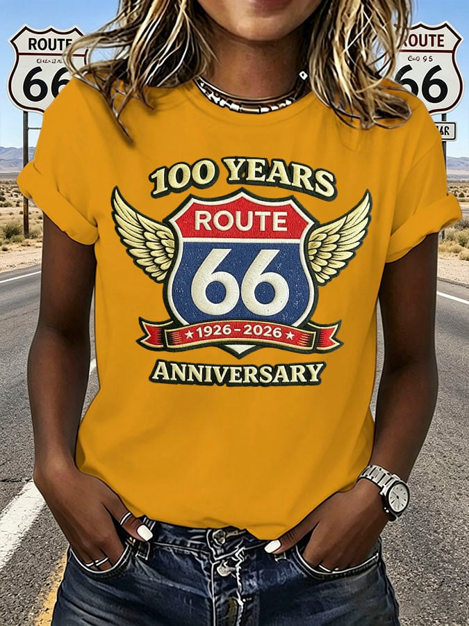Women's Route 66 Centennial Print Casual T-shirt