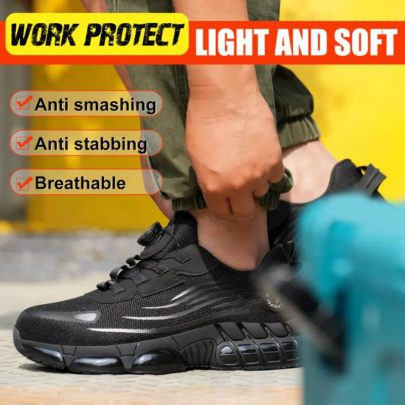 Qingruipai Men's Steel Toe Work Shoes