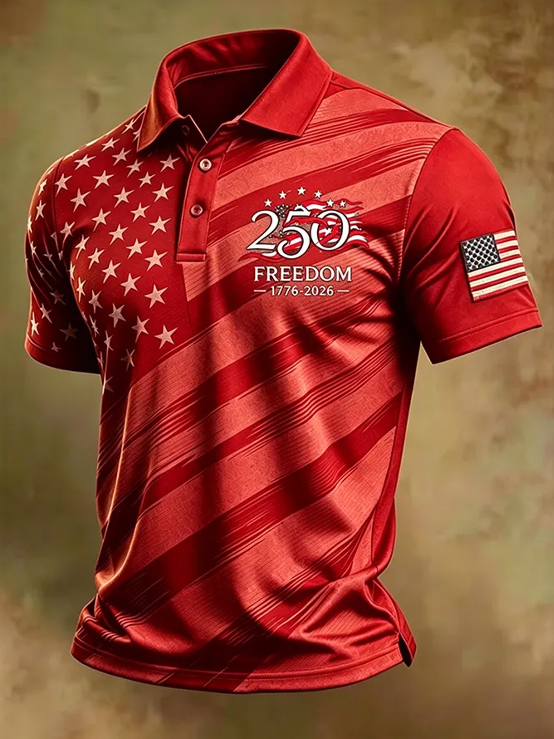 Men's American Flag Print Polo Shirt