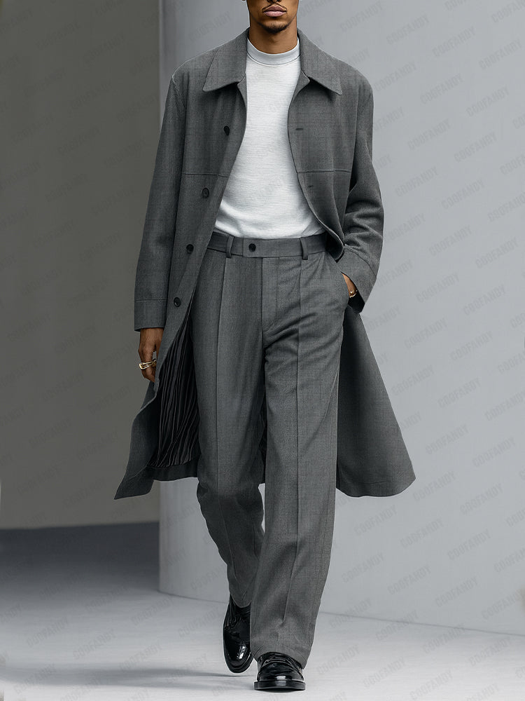 Quiet Luxury Style Thin Trench Coat Pants Set