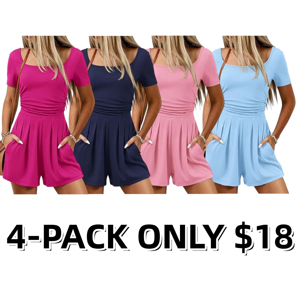 Women's Casual Short Sleeve Knit Romper