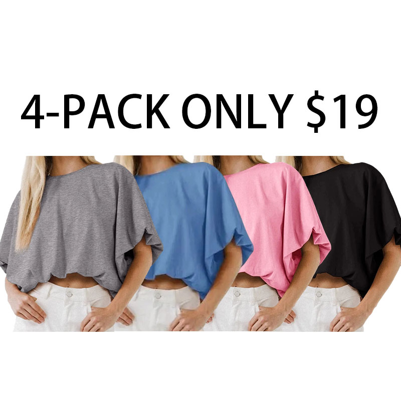 Women's Slouchy Dolman Sleeve Crop Top – Soft & Flowy Casual Summer Tee