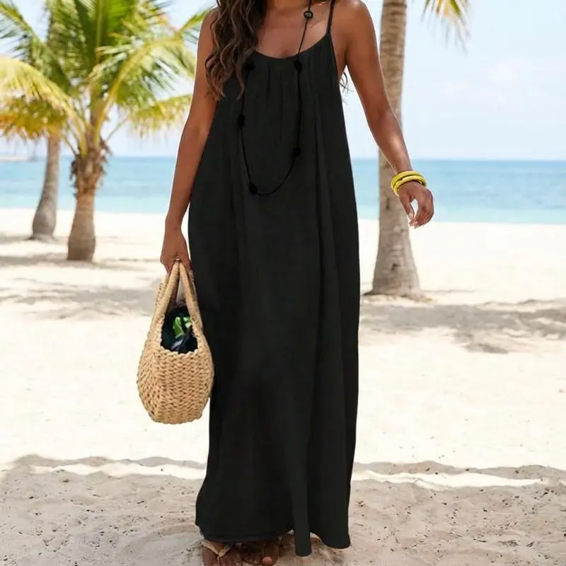 💥DON'T MISS OUT!⏰Women's Solid Cami Dress - Sleeveless Long Lounge & Sleepwear🔥Final Day Clearance!🛒