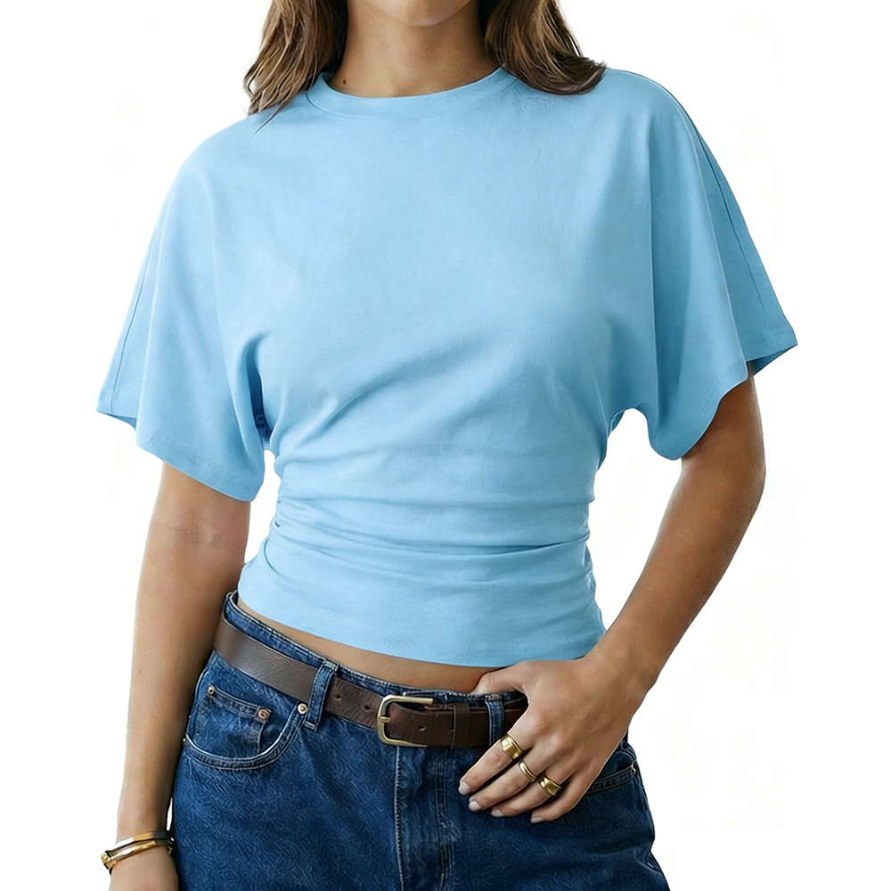 Women's Summer Casual Y2K Basic Loose Ruched Short T-Shirt