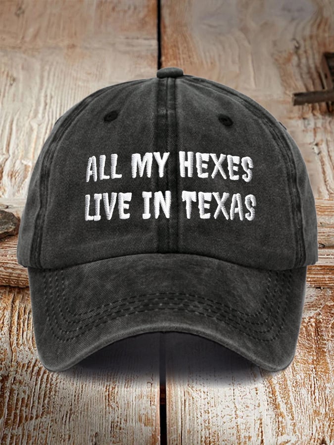 Retro Halloween All My Hexes Live In Texas Print Baseball Cap