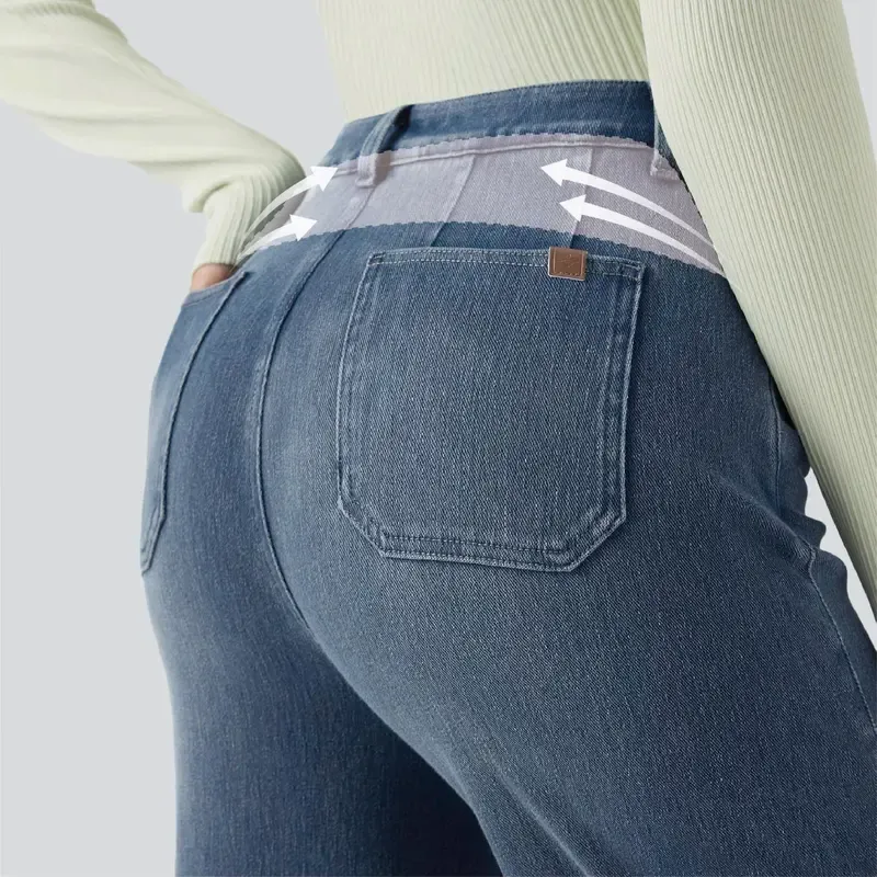 Halara Flex High Waisted Tummy Control Wide Leg Casual Jeans with Pockets