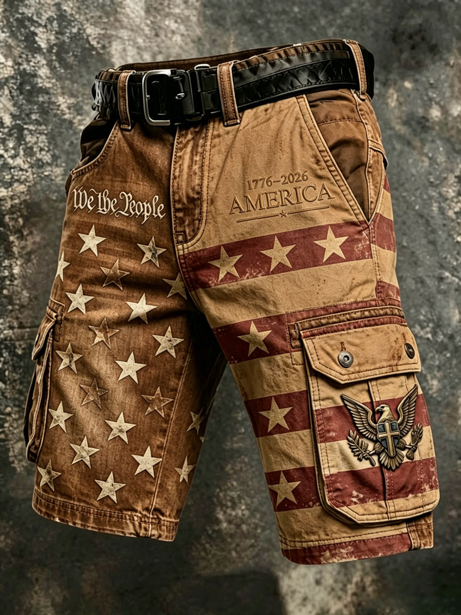 Men'S  Casual American 250Th Anniversary  Cargo Shorts