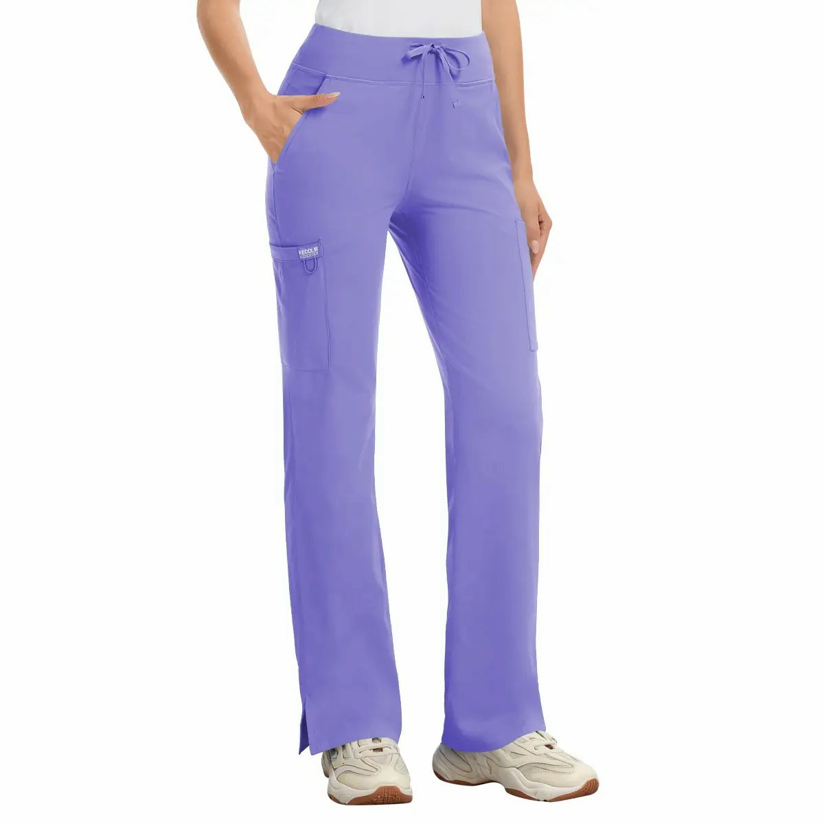 Women's Stretch Scrub Set - V-Neck Top & High Rise Yoga Waist Pants with Pockets