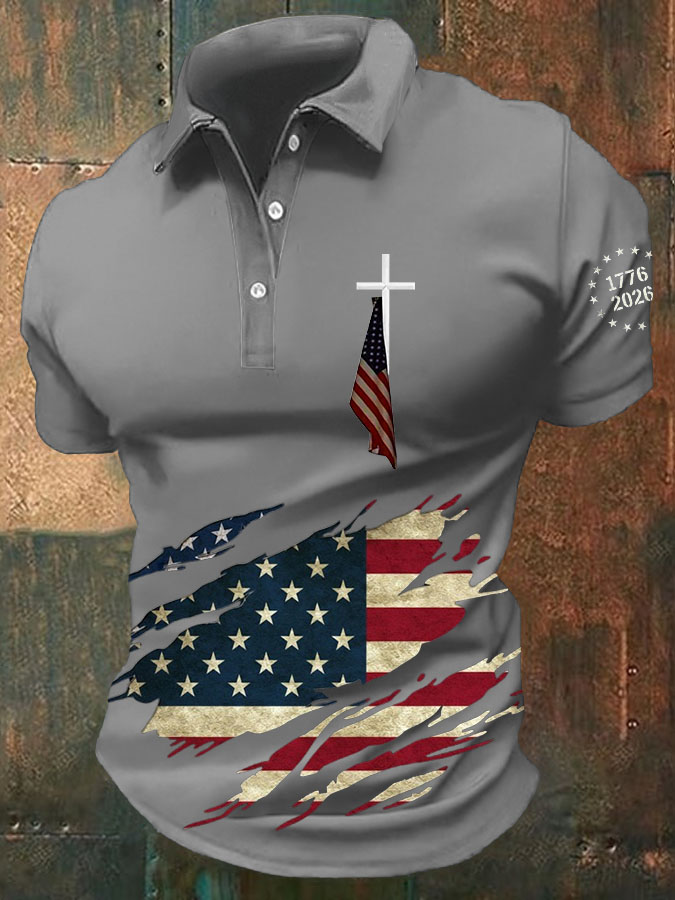 Men's 250th Anniversary Printed Casual Polo Shirt