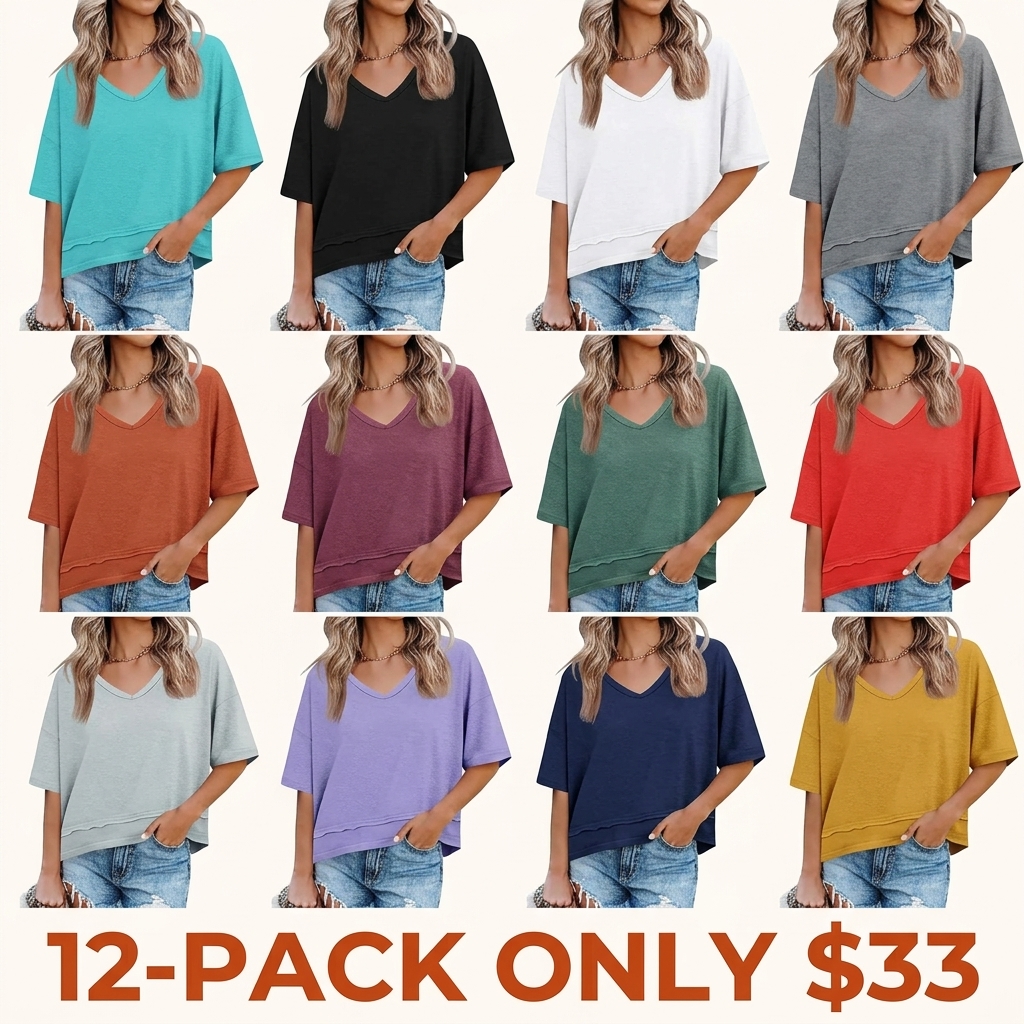 Cicy Bell Women's Summer V-Neck T-Shirt — Premium Blend Fabric, Slimming V-Neck Design