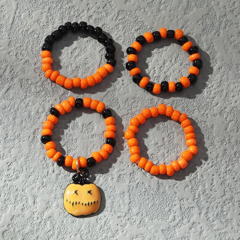 Fashionable And Creative Elastic Rice Bead Pumpkin Pendant Design Ring