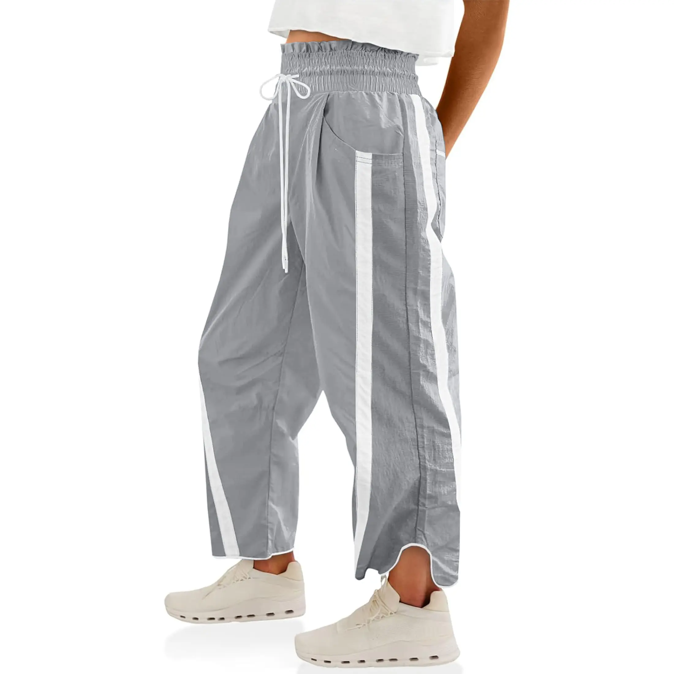 Women's Loose Barrel Pants – Quick Dry Lightweight Hiking Travel Workout Running Comfy Lounge Pants with Pockets for Summer
