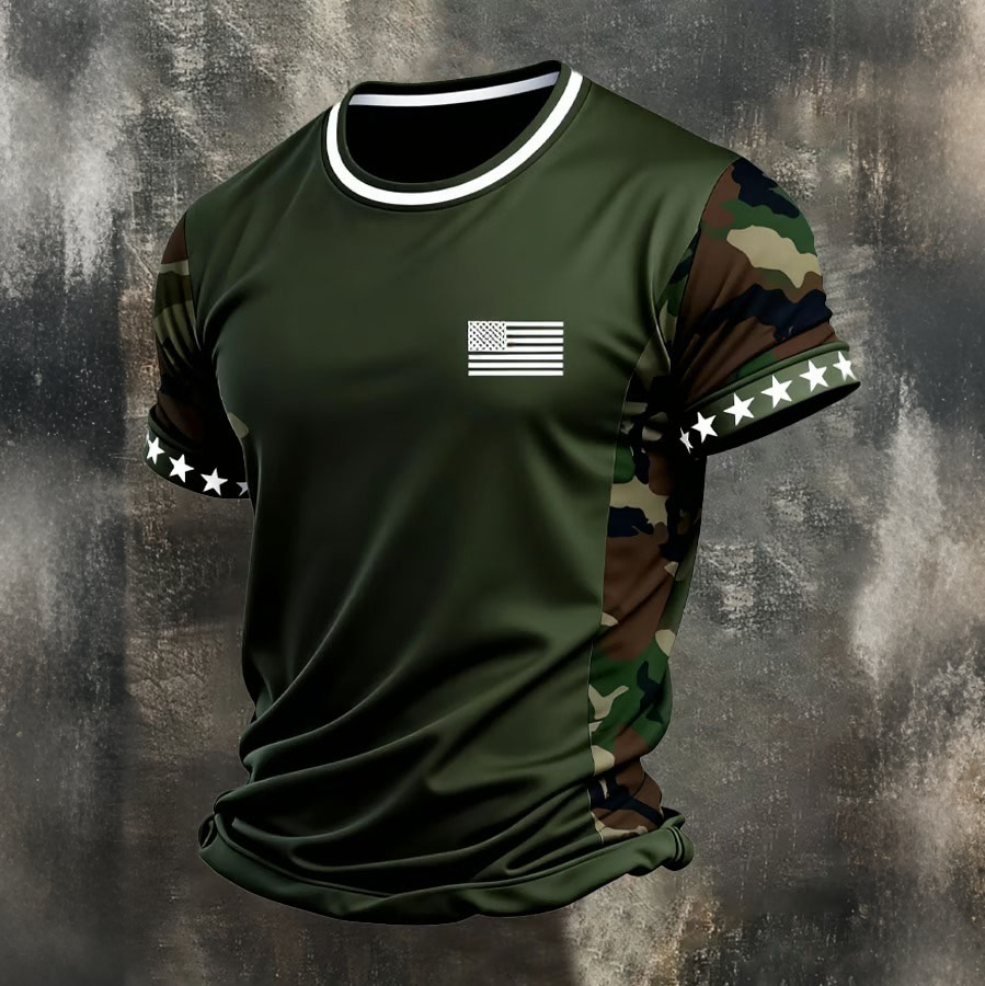 Men'S American Flag Independence Day Celebration God Bless The USA Classic Pattern Short Sleeve T-Shirt