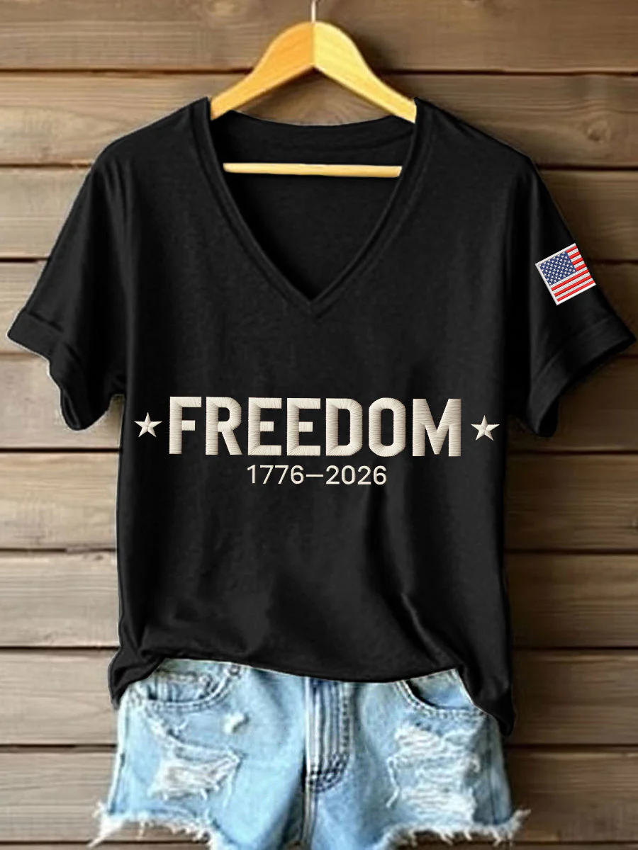 FREEDOM Star Logo 1776-2026 US 250Th Anniversary V-Neck T-Shirt