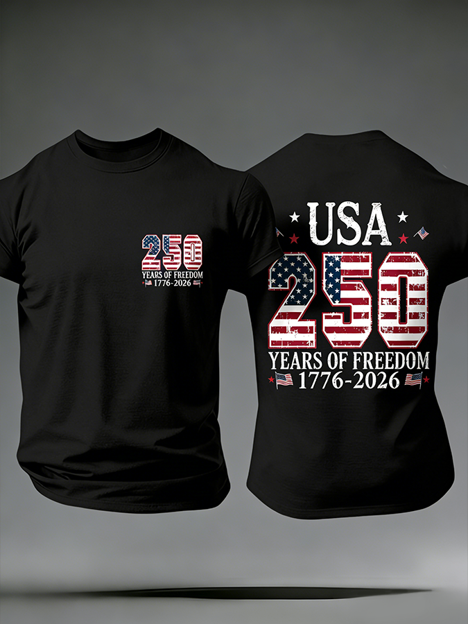 Men'S Casual American Founding Celebration Personalized Printed Round Neck T-Shirt