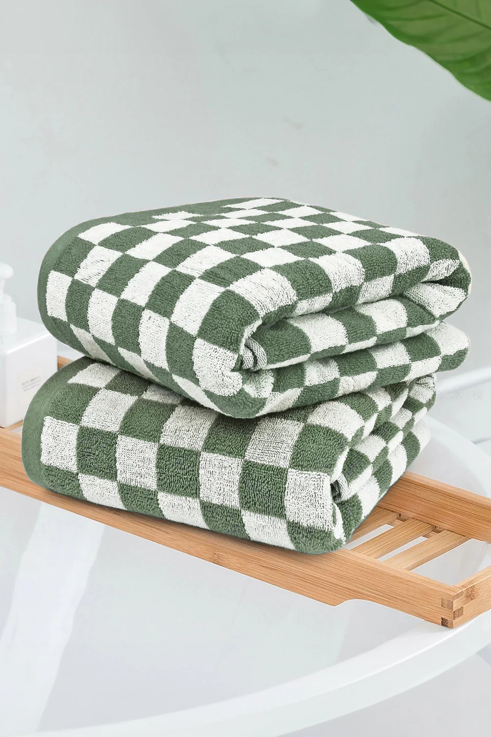 Yellow Cream Checkered Print Soft Large Bath Towel