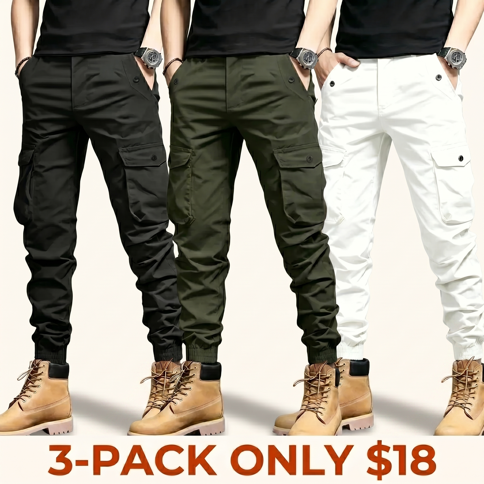 Men's Multi-Pocket Cargo Pants (Cuffed Hem)