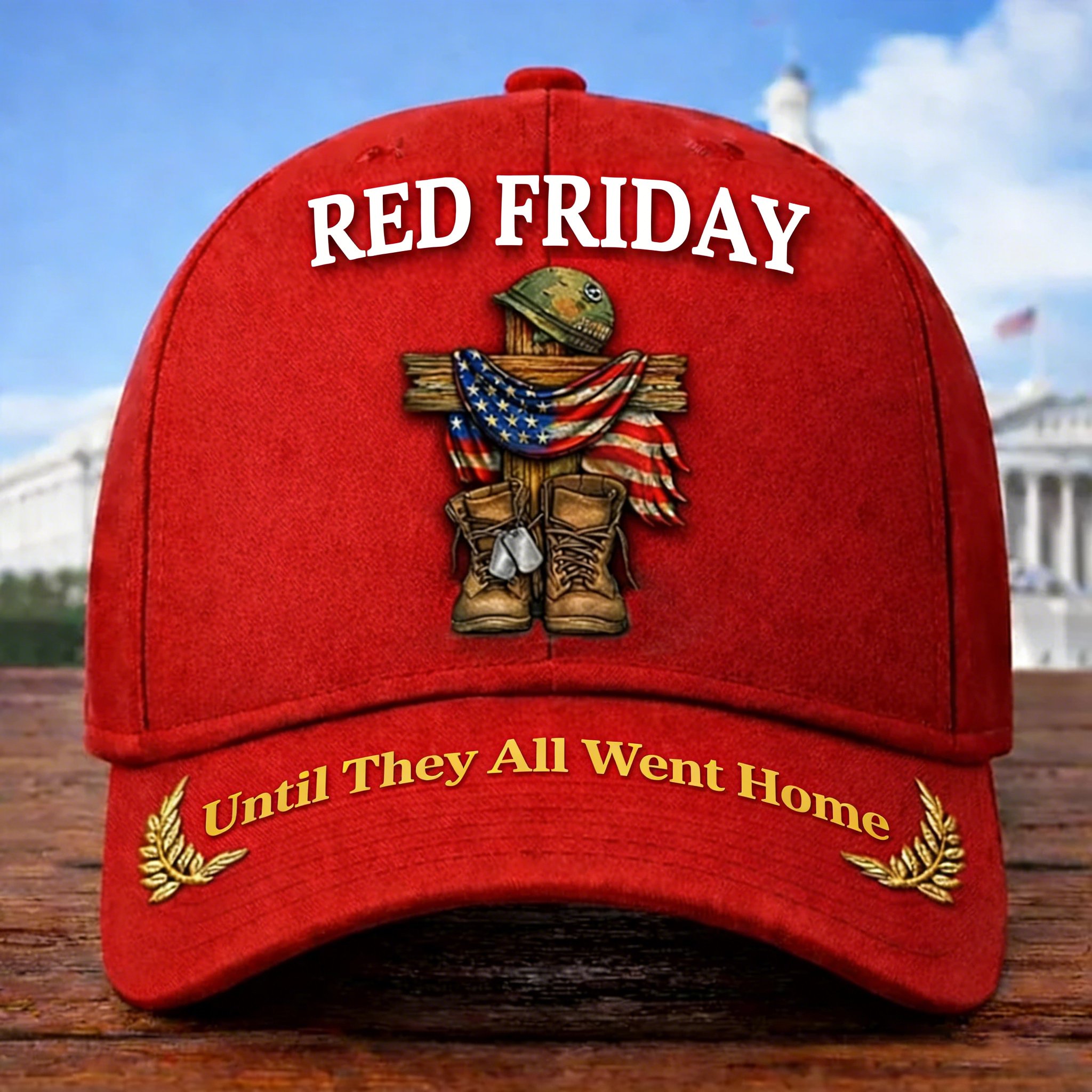 Unisex casual red Friday print hat