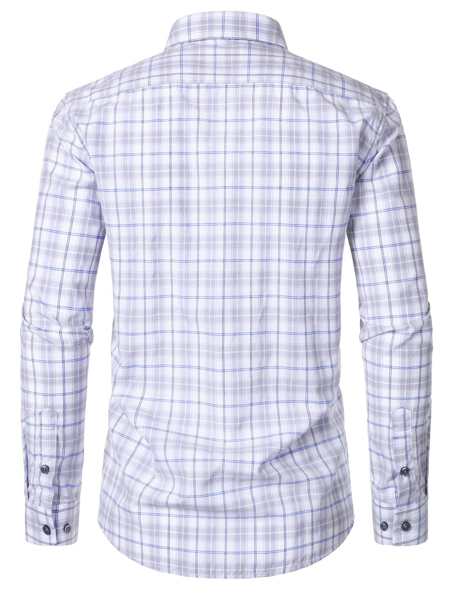 Men's Plaid Long Sleeve Dress Shirt Formal Gingham Slim Fit Button Down Shirts with Lightweight Casual Classic Birthday Fashion