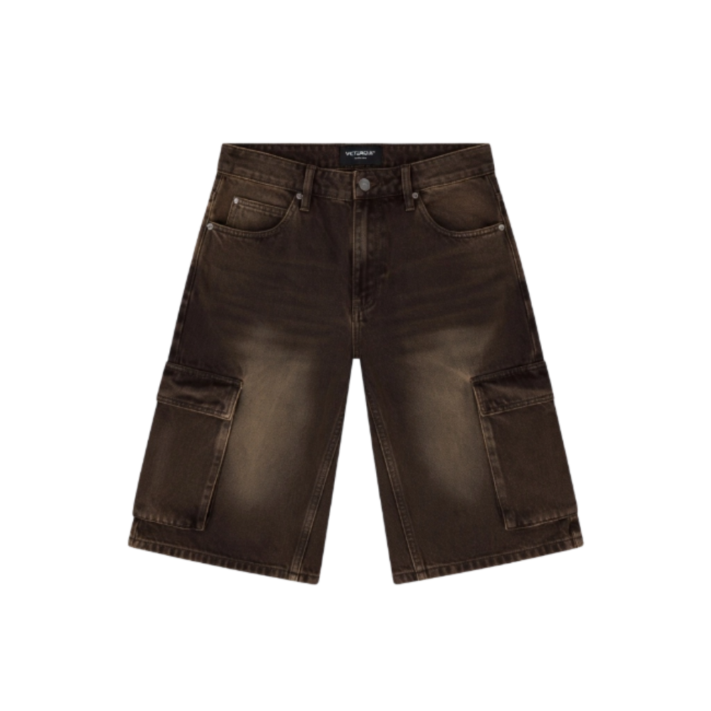 Baggy Fit Cargo Denim Shorts