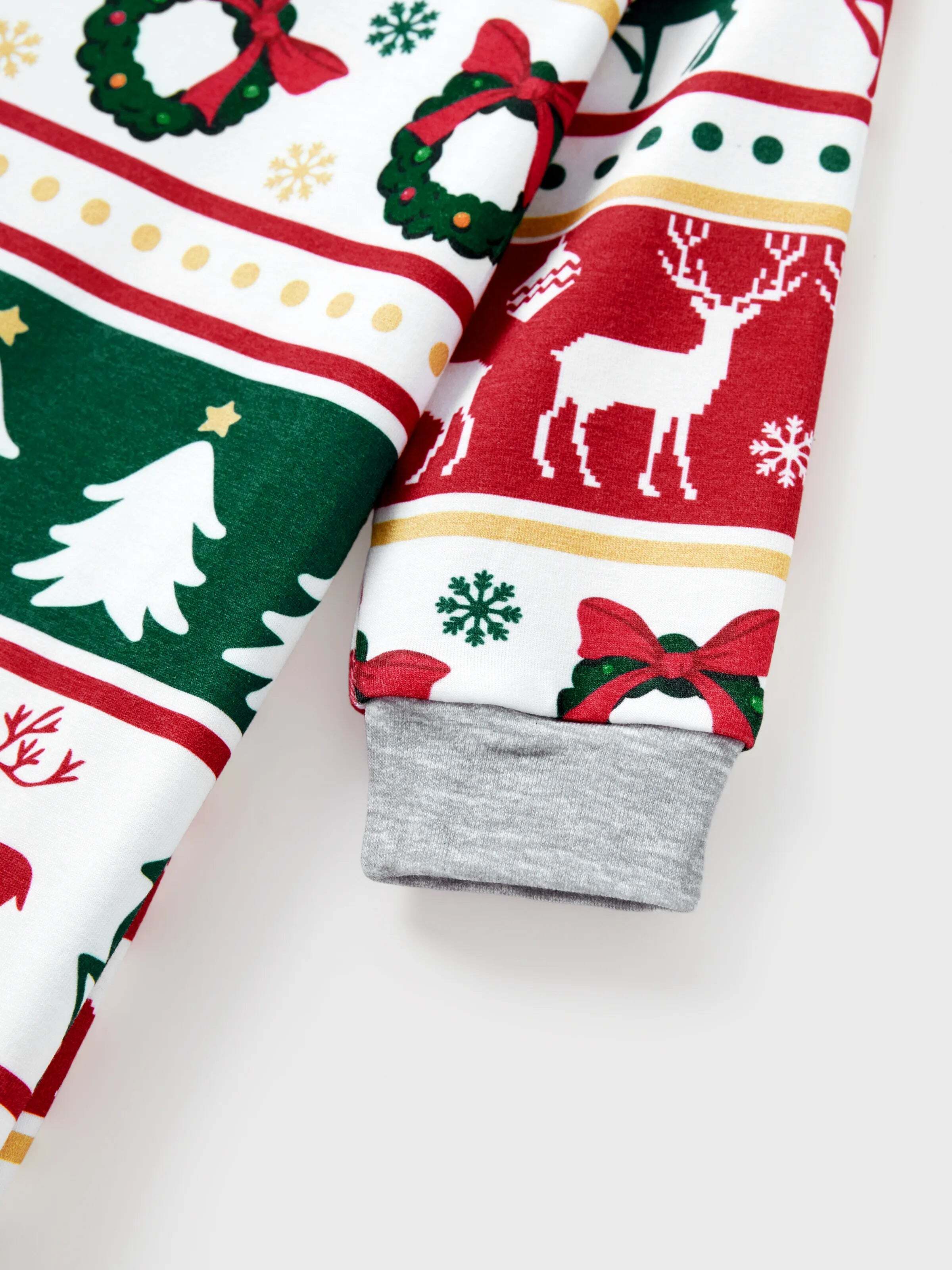 Christmas Pajamas Family Matching Allover Reindeer/Xmas Tree Pattern PJs Sets with Christmas Socks ColorBlock