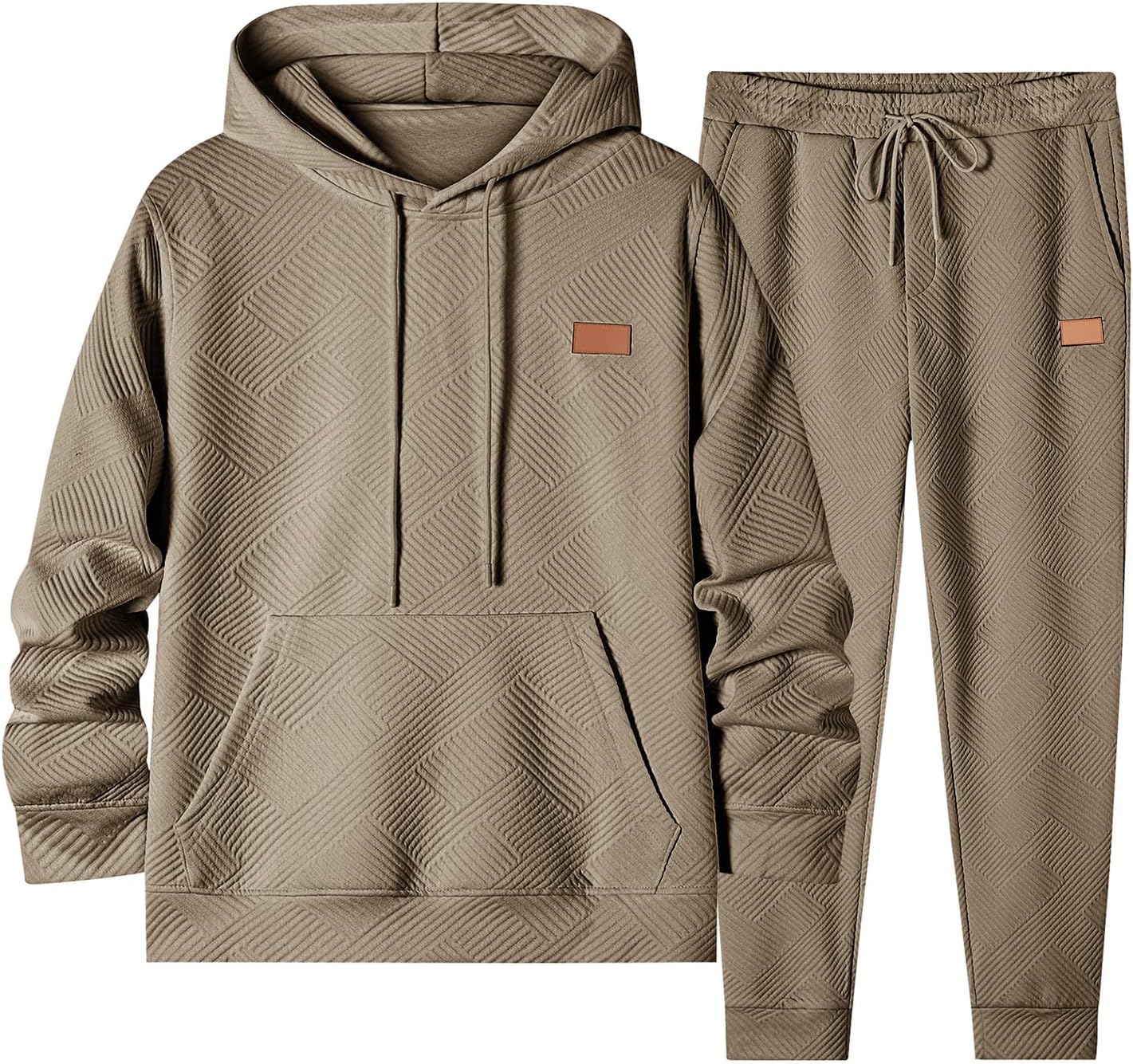 Mens 2 Piece Jacquard Sweatsuit Outfits Hoodie Sweatshirt & Joggers Sweatpants Set Tracksuit