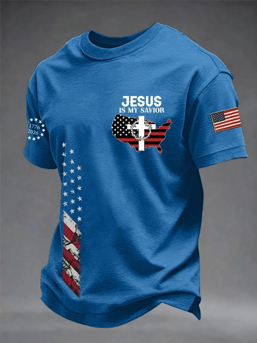 Men's American Flag Printed Casual Independence Day Patriotic T-shirt