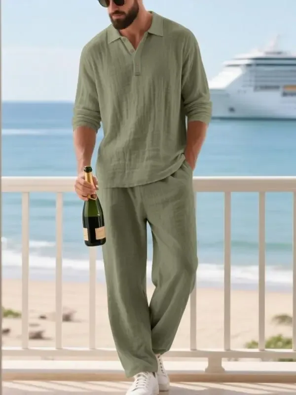 🔥Men's Linen Polo Casual Set