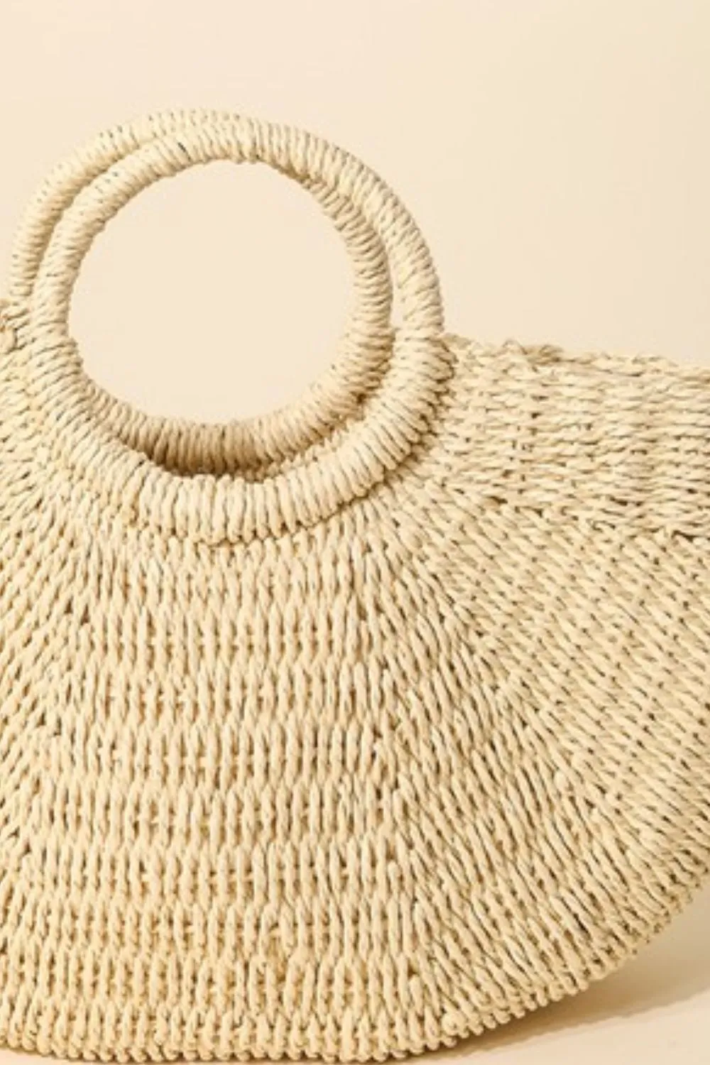 Fame Half Moon Straw Tote Bag