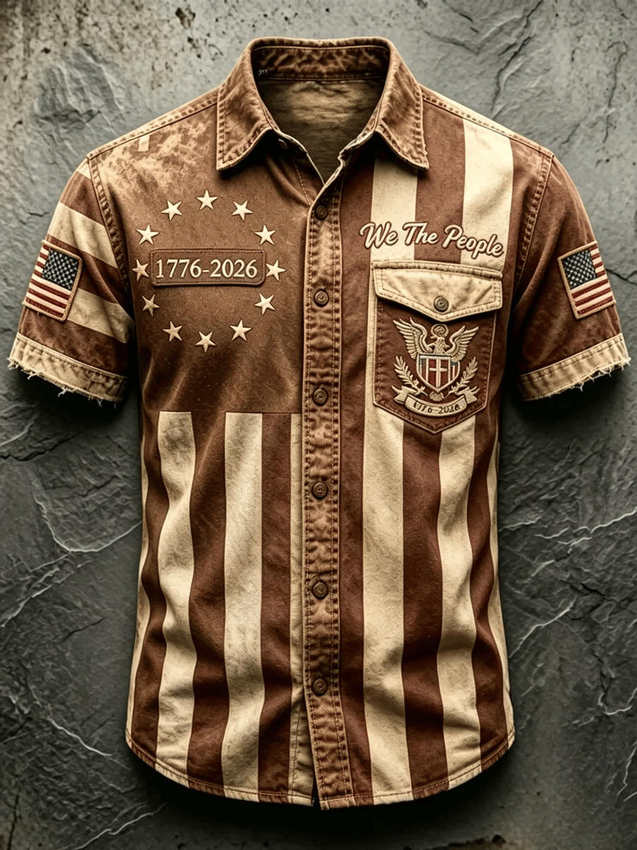 Men's 250th Anniversary Printed Faux-Embroidery Shirt